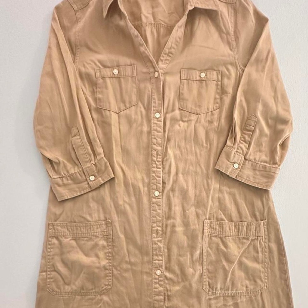 Old Navy tan button up dress size Medium